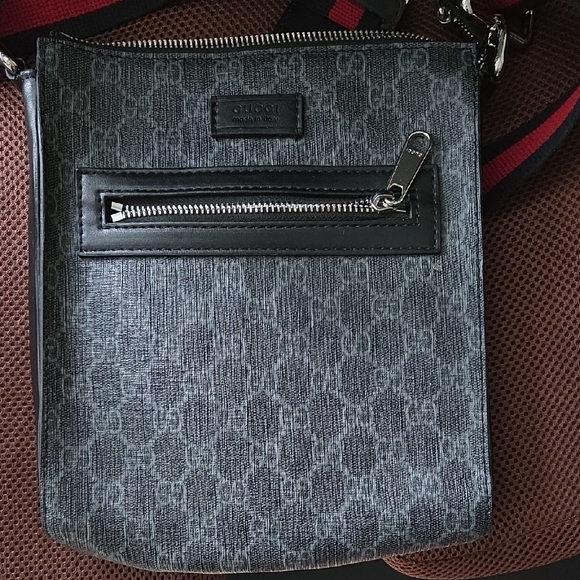 Gucci Monogram Black and Gray Messenger Bag
